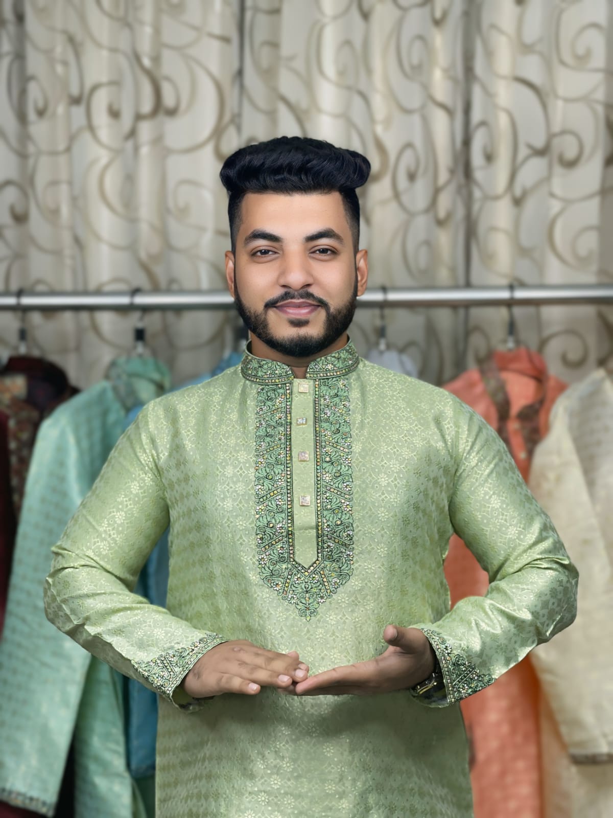 6 Katan Party Punjabi - Deep Green Colour - Image 1