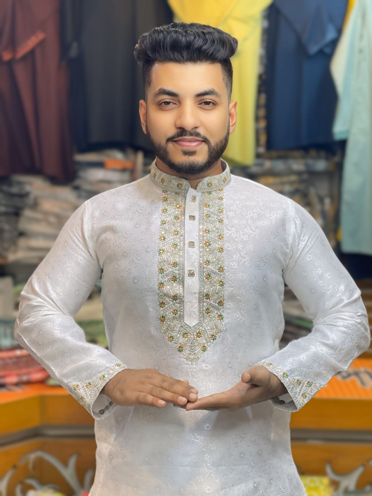 HM 7 Nawab Signature Katan - Elegant White Colour - Image 1