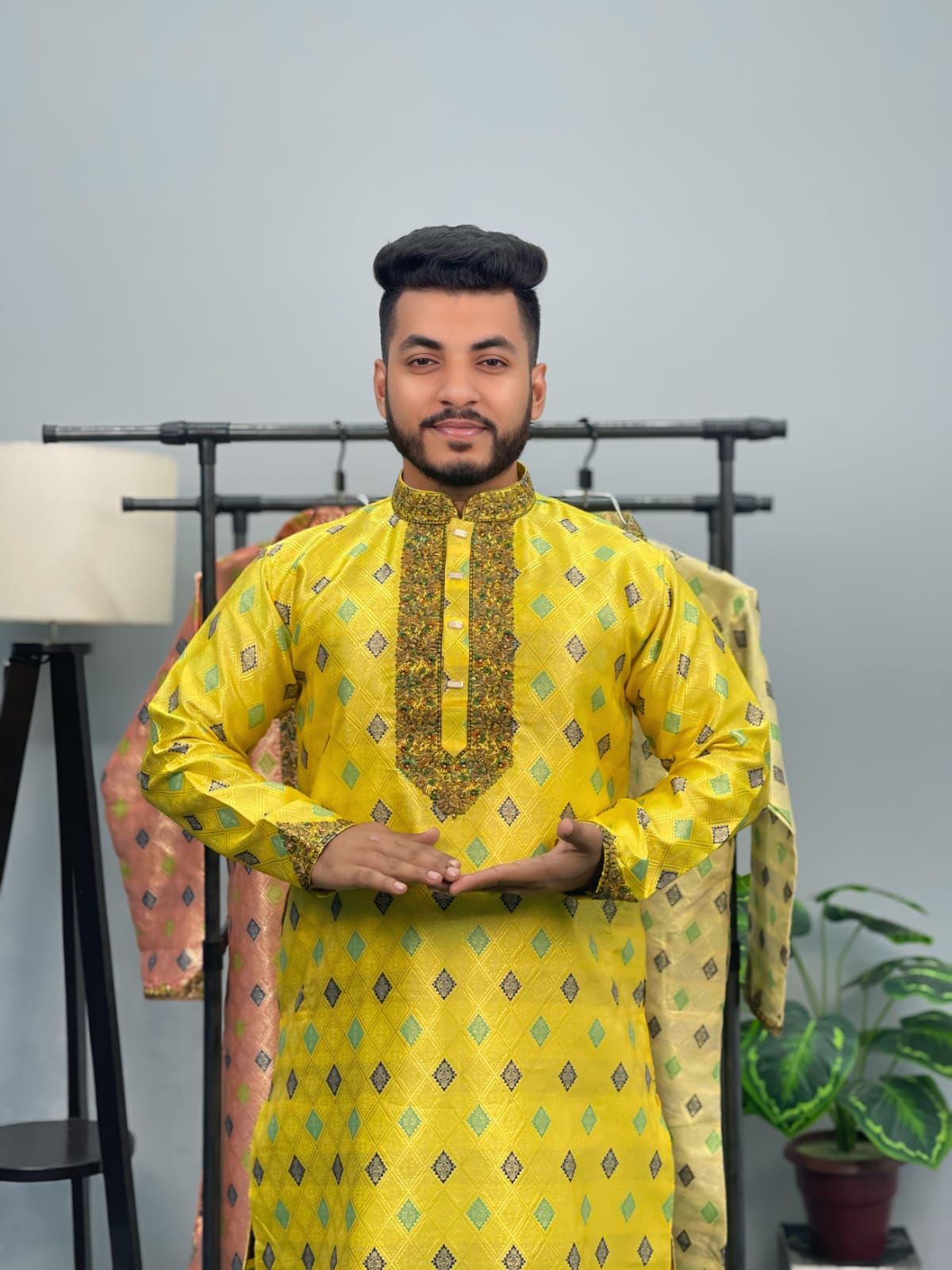 WhatsApp Image 2026-02-07 at 10.42.37 PMfgnghnf Luxury Katan Party Punjabi - Bright Yellow Colour - Image 1